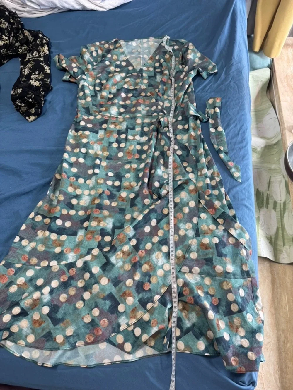 Teal Polka Dot Wrap Dress